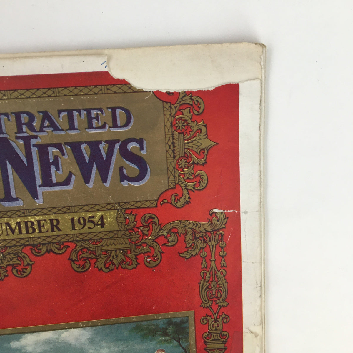 Detailed view of the title section of The Illustrated London News, November 18, 1954, highlighting vintage design elements.