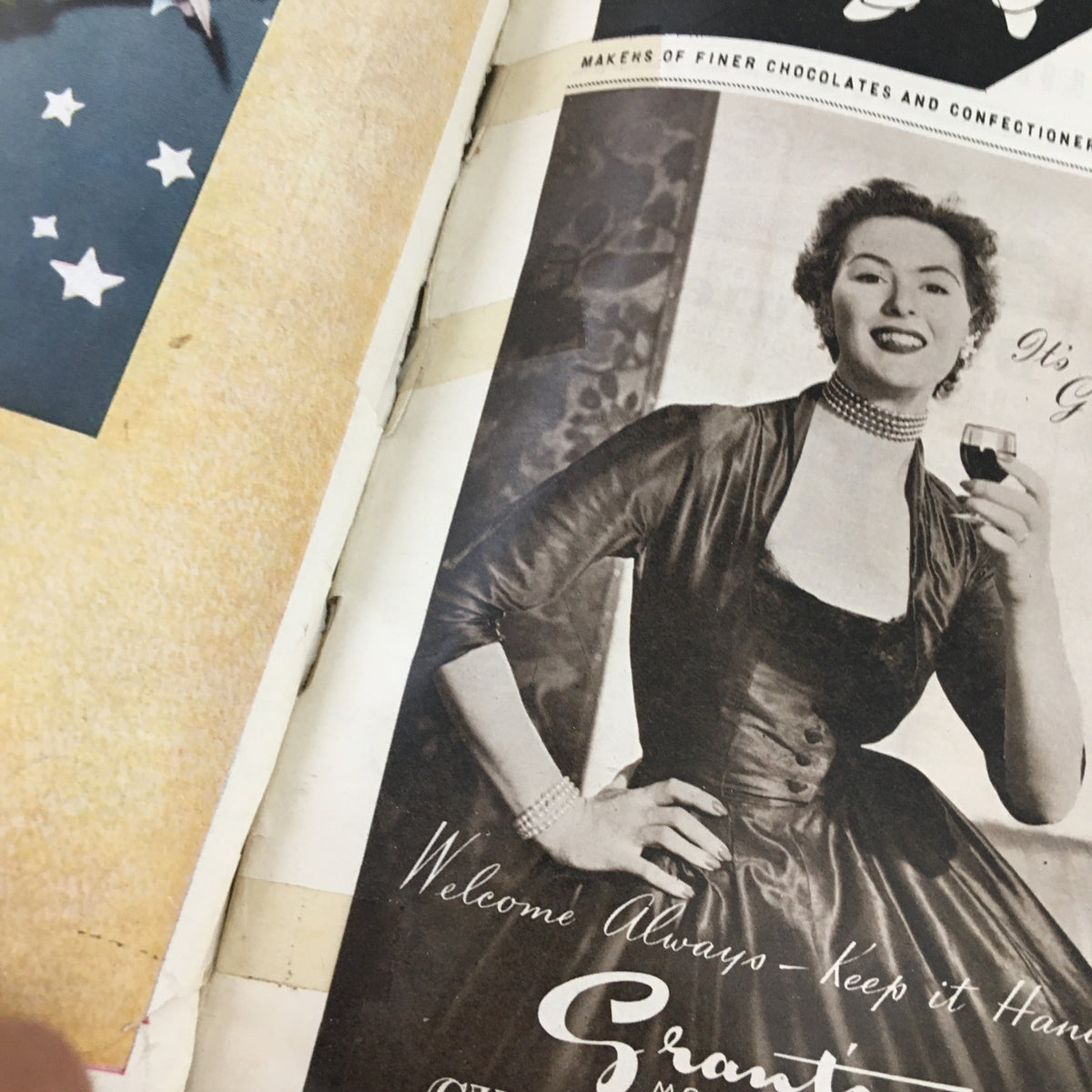 Interior page of The Illustrated London News, November 18, 1954, displaying a vintage advertisement alongside charming illustrations.