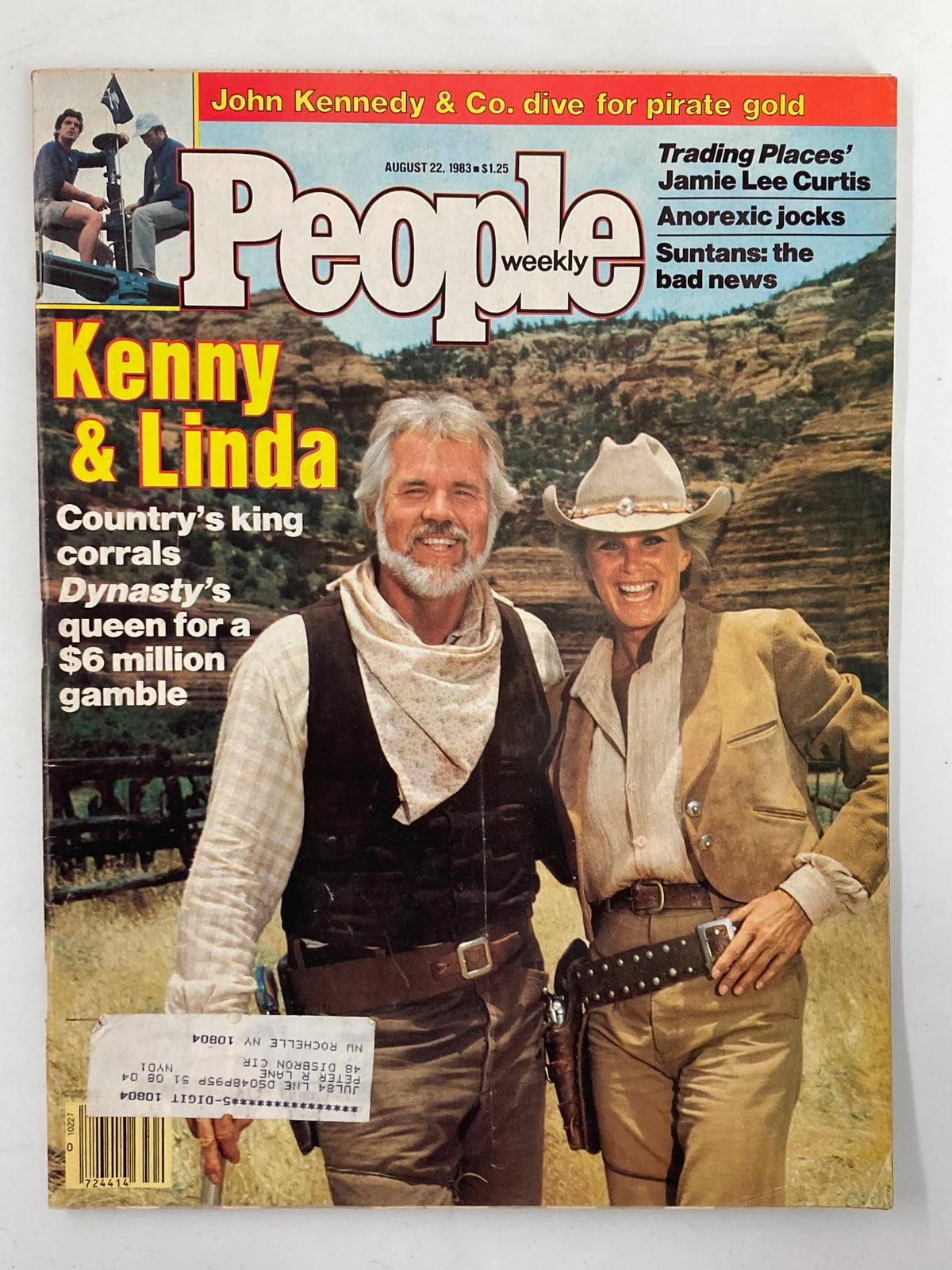 Vintage People Weekly Magazine cover from August 22, 1983, featuring Kenny Rogers and Linda Evans, highlighting their iconic roles in entertainment, showcasing a nostalgic glimpse into the early 1980s.