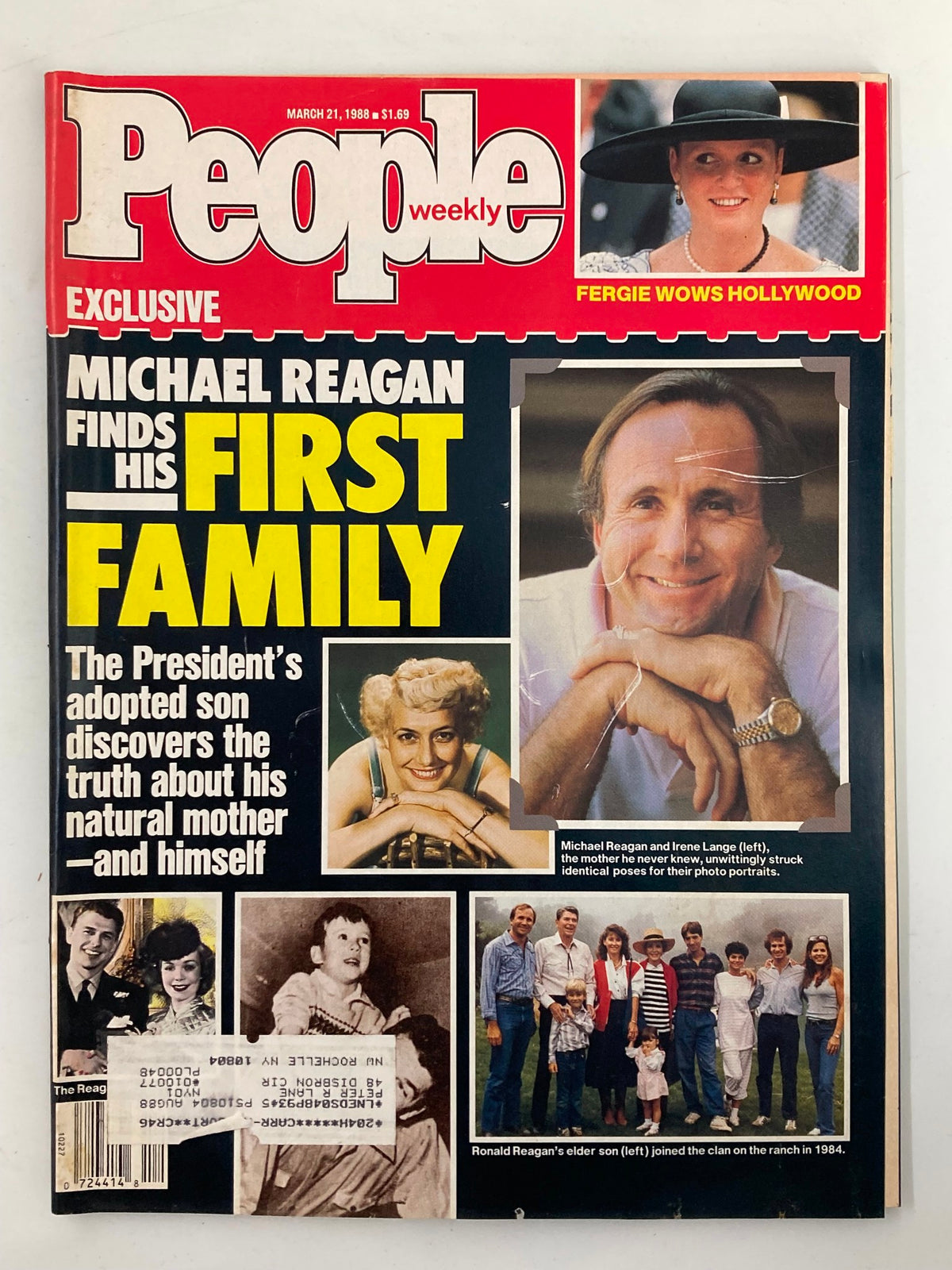 Vintage People Weekly Magazine March 21 1988 Michael Reagan and Irene Lange