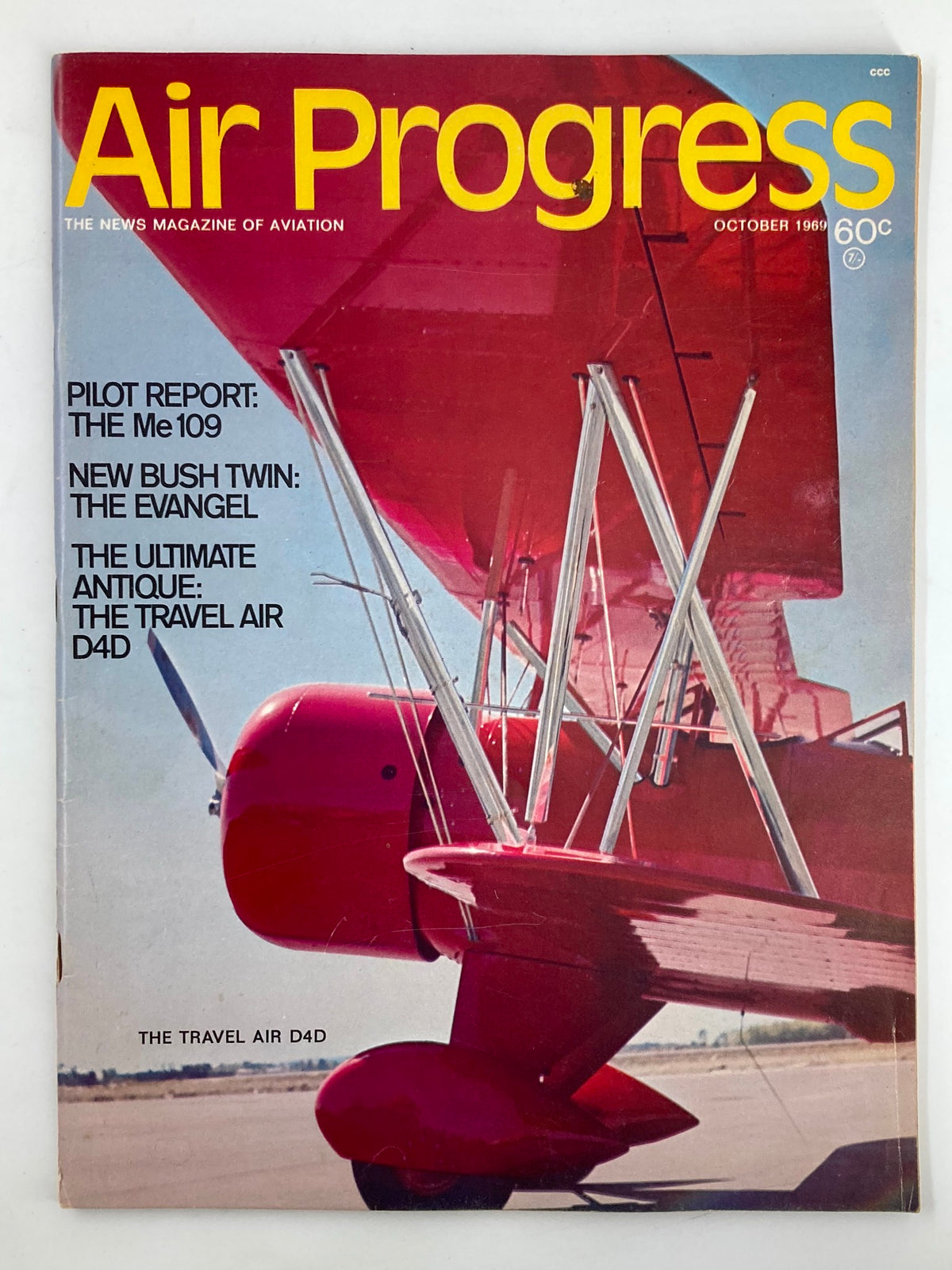 Cover of VTG Air Progress Magazine October 1969 featuring the Travel Air D4D aircraft.