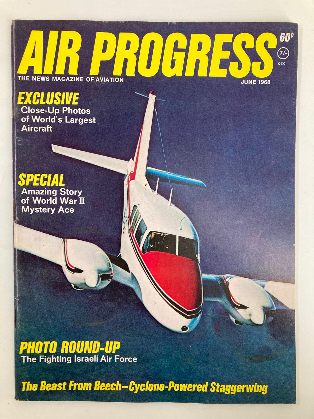 Cover of VTG Air Progress Magazine June 1968 featuring headlines about the Fighting Israeli Air Force and exclusive aircraft photos.