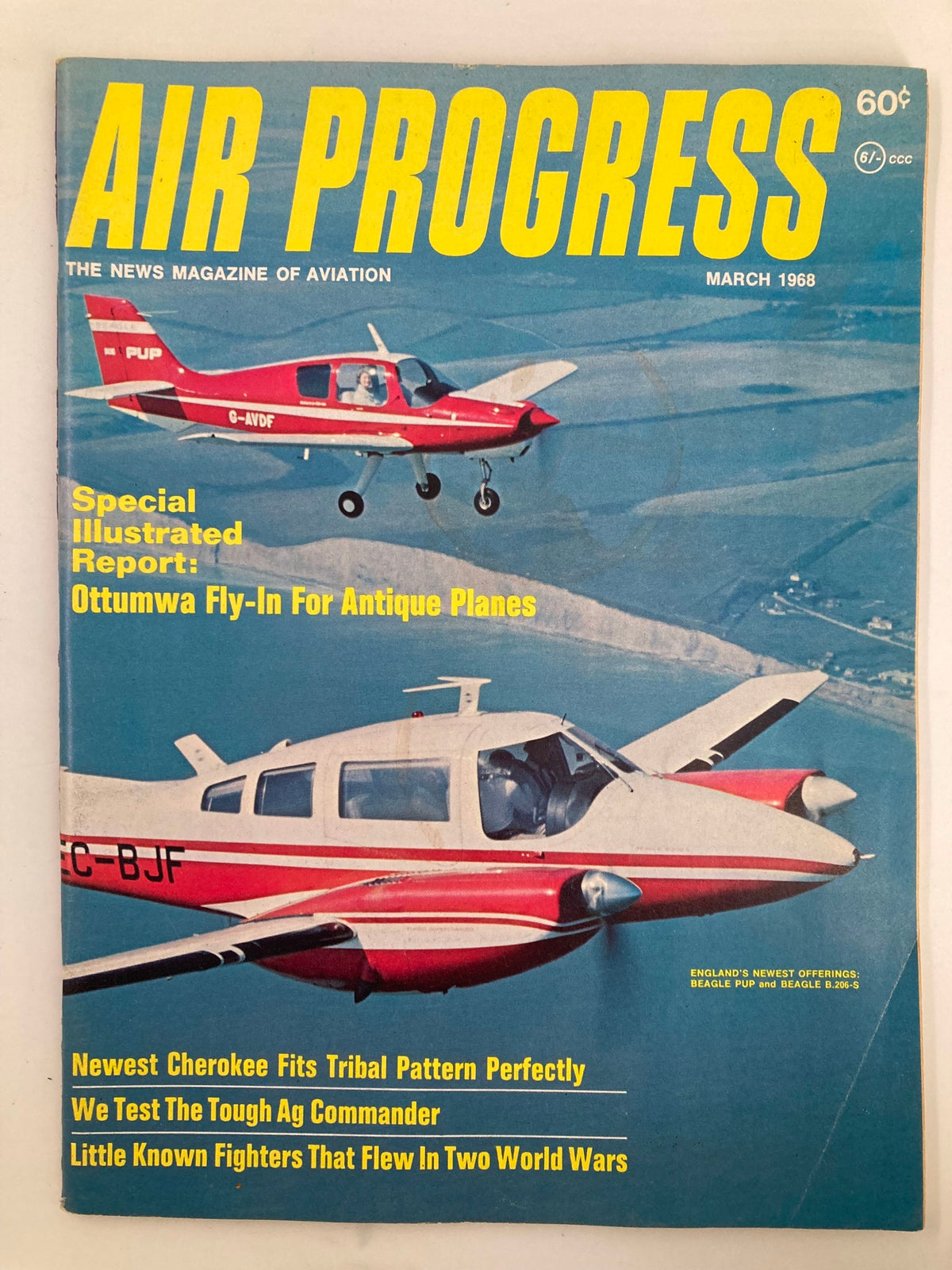 VTG Air Progress Magazine March 1968 cover featuring Beagle Pup and Beagle B.206-S aircraft in flight.