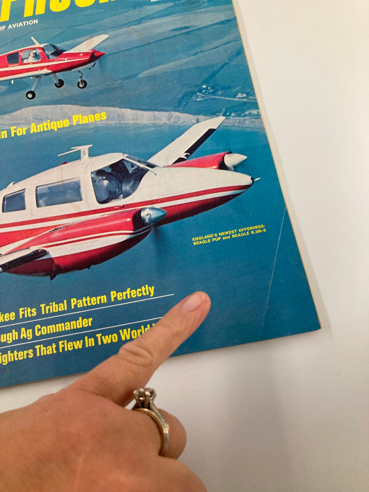 Close-up view of VTG Air Progress Magazine March 1968 cover highlighting the Beagle Pup and promotional text.
