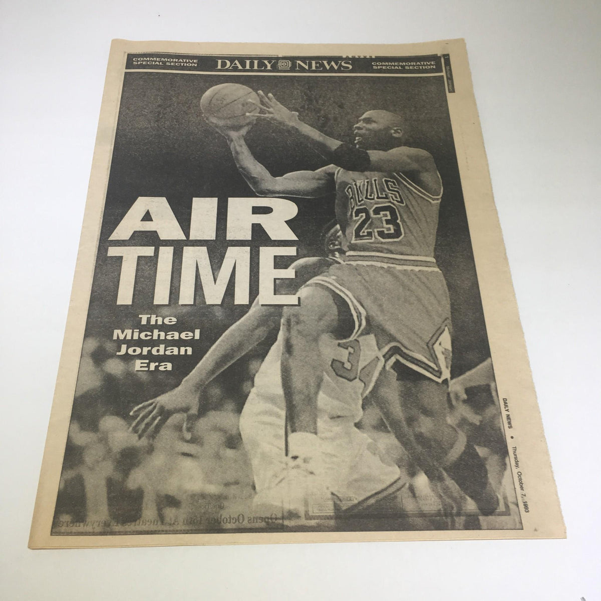 NY Daily News from October 7, 1993 featuring 'Air Time: The Michael Jordan Era' cover with Michael Jordan in action during a basketball game.