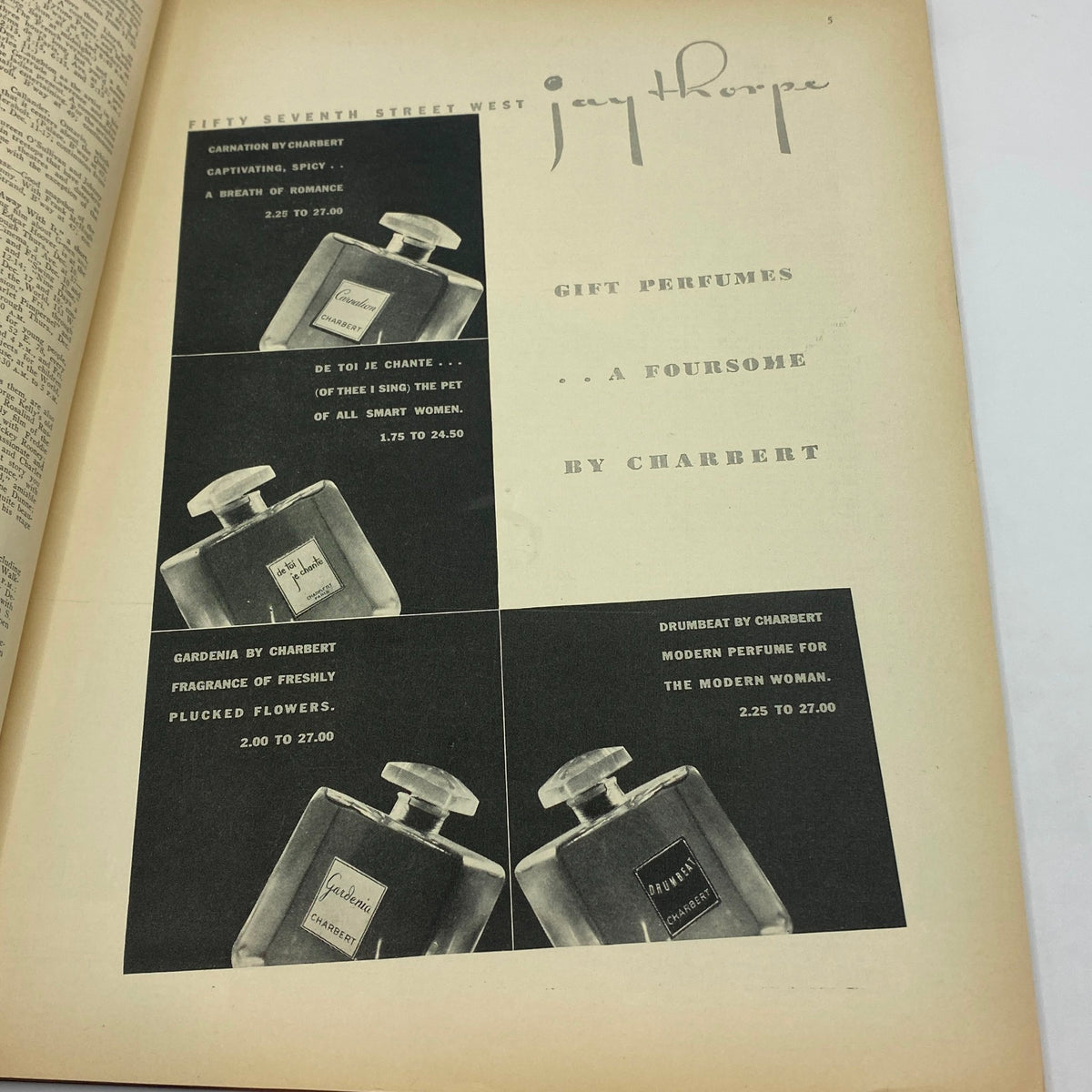 The New Yorker Complete Magazine December 12, 1936 Harry Brown Cover showcasing a vintage advertisement for Charbert perfumes with product images and descriptions.