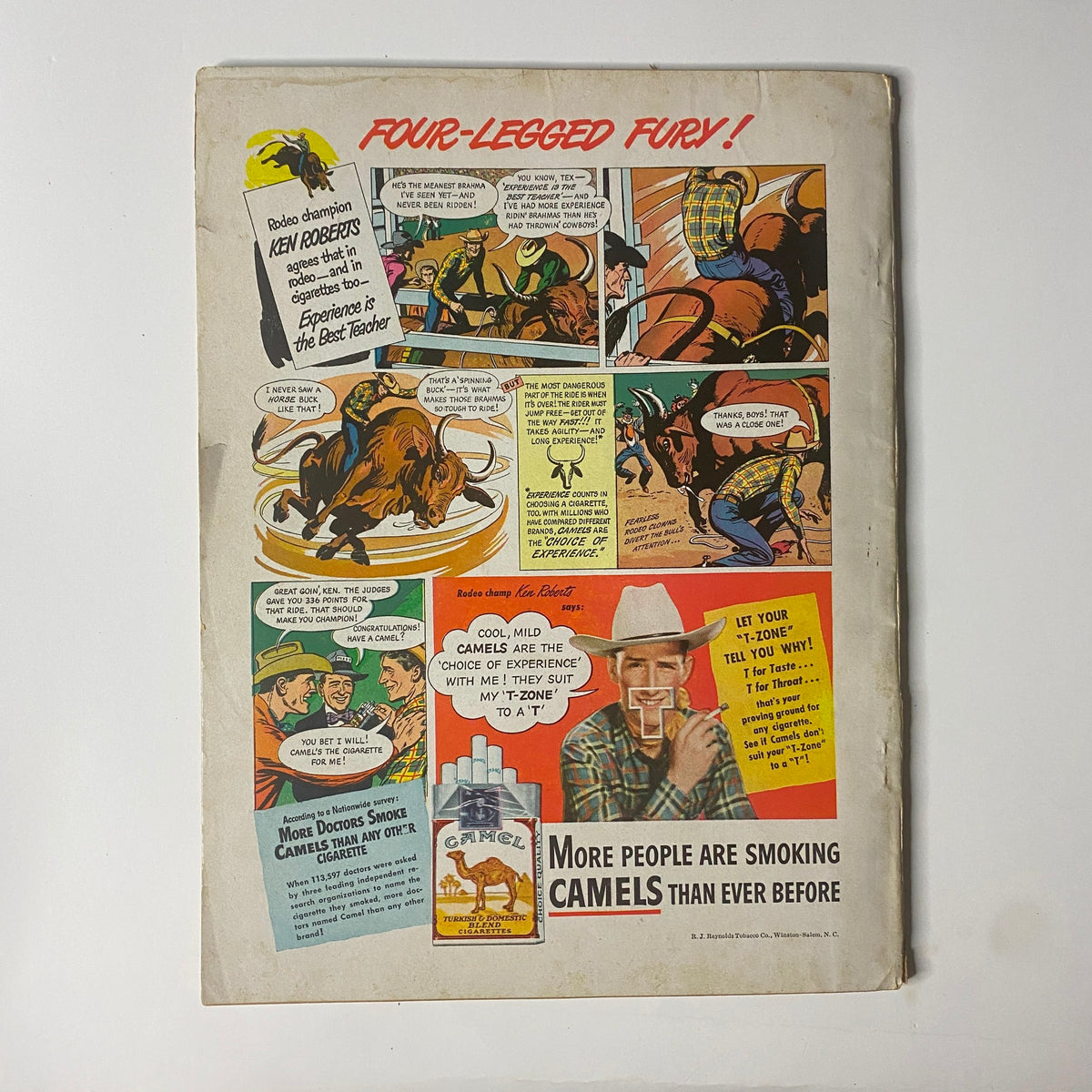 Cover of True: The Man's Magazine August 1948 featuring the title 'Four-Legged Fury!' with illustrations and humor related to cowboys and bull riding, reflecting mid-century men's interests.