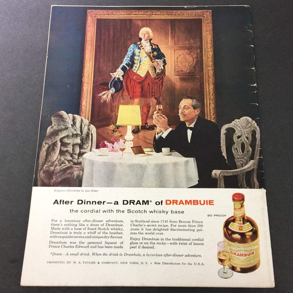 VTG Gourmet Magazine September 1957 cover featuring elegant dining scene with a gentleman toasting with a drink while a historically dressed figure stands in the background. This vintage magazine titled 'Land of Mamaliga' captures the essence of culinary glamour from the late 1950s.
