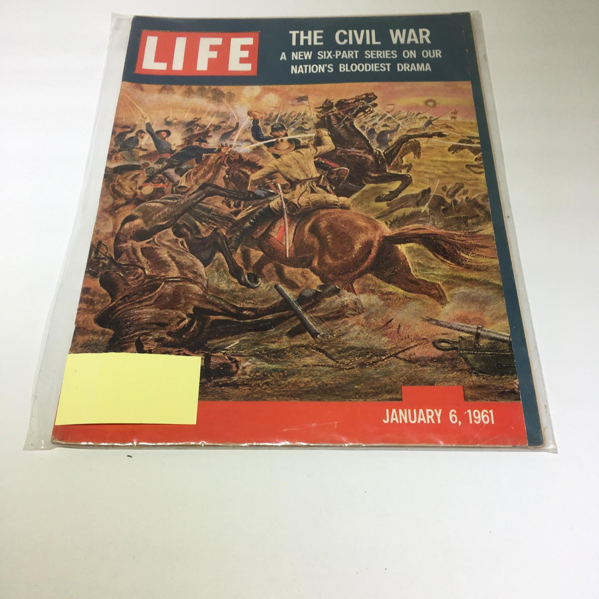 VTG Life Magazine January 6 1961 cover featuring a dramatic Civil War illustration, highlighting a new six-part series on the nation's bloodiest drama.