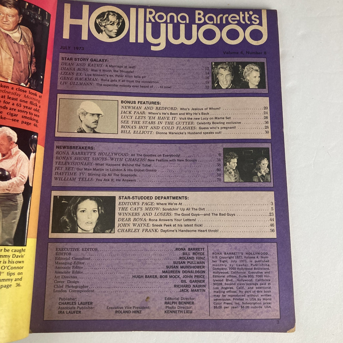 Vintage Rona Barrett's Hollywood Magazine July 1973 Liv Ullmann No Label