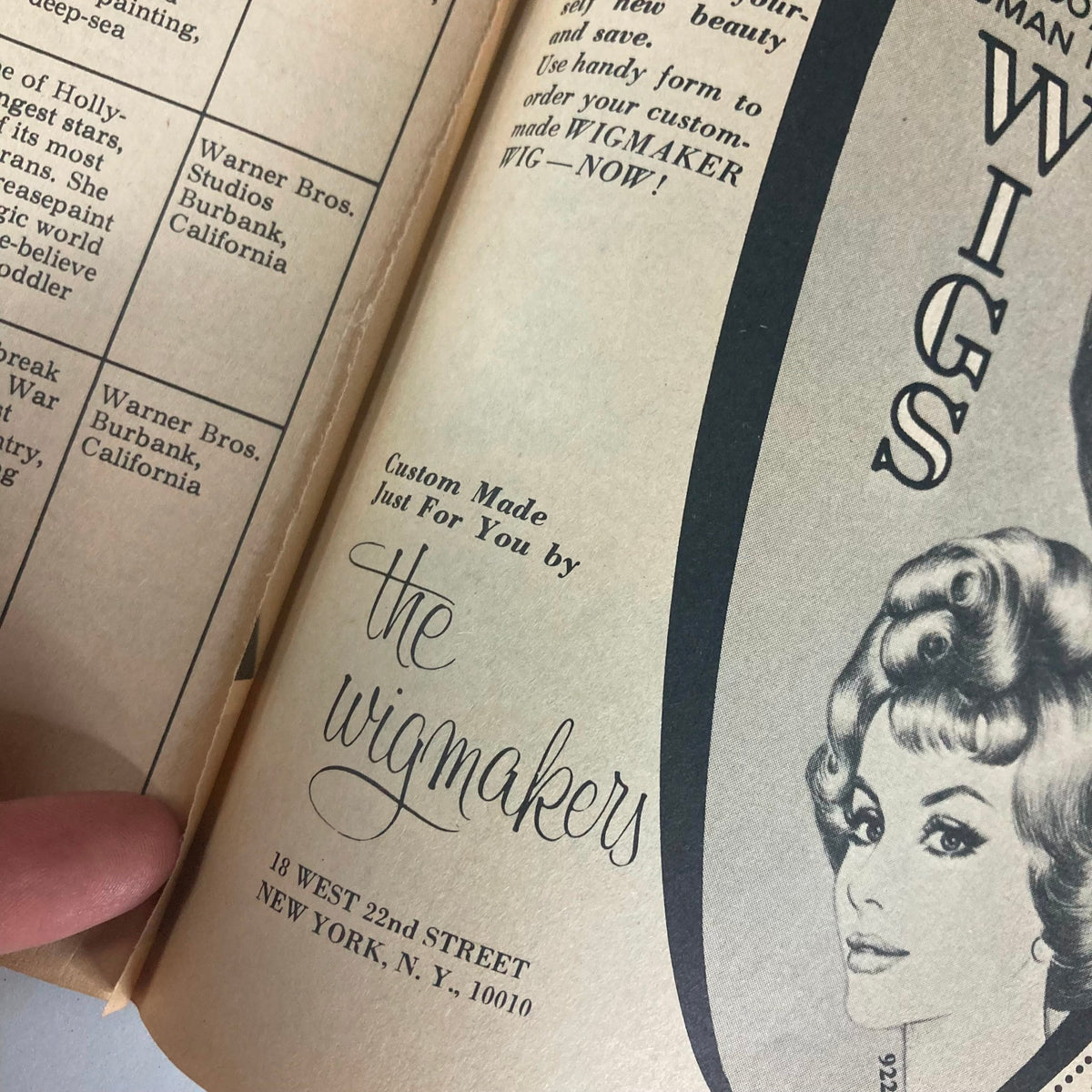 Close-up of an interior advertisement in the VTG Movie TV Pin-Ups Magazine from September 1966, promoting hair care products and services.