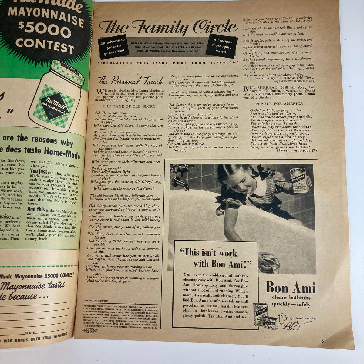 Vintage The Family Circle Magazine June 12 1942 Rosalind Russell & Fred No Label