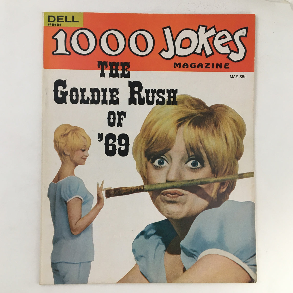 Cover of 1000 Jokes Magazine March 1969 No. 129 featuring the theme 'The Goldie Rush of '69' with a vibrant illustration and playful designs.