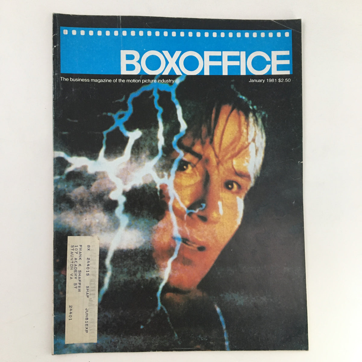 Box Office Magazine January 1981 Vol. 117 No. 1 cover featuring William Hurt as Professor Jessup, showcasing vintage film aesthetics and magazine design from the early 1980s.