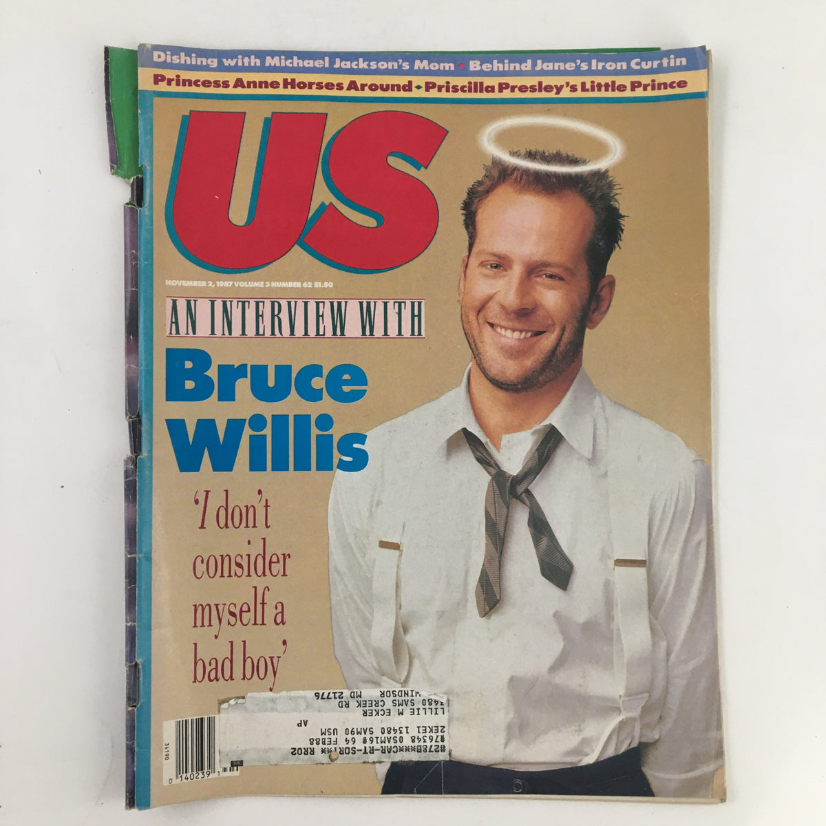 Cover of US Magazine dated November 2, 1987, featuring an interview with actor Bruce Willis, showcasing the title prominently and a smiling Bruce Willis in a classic portrait style.