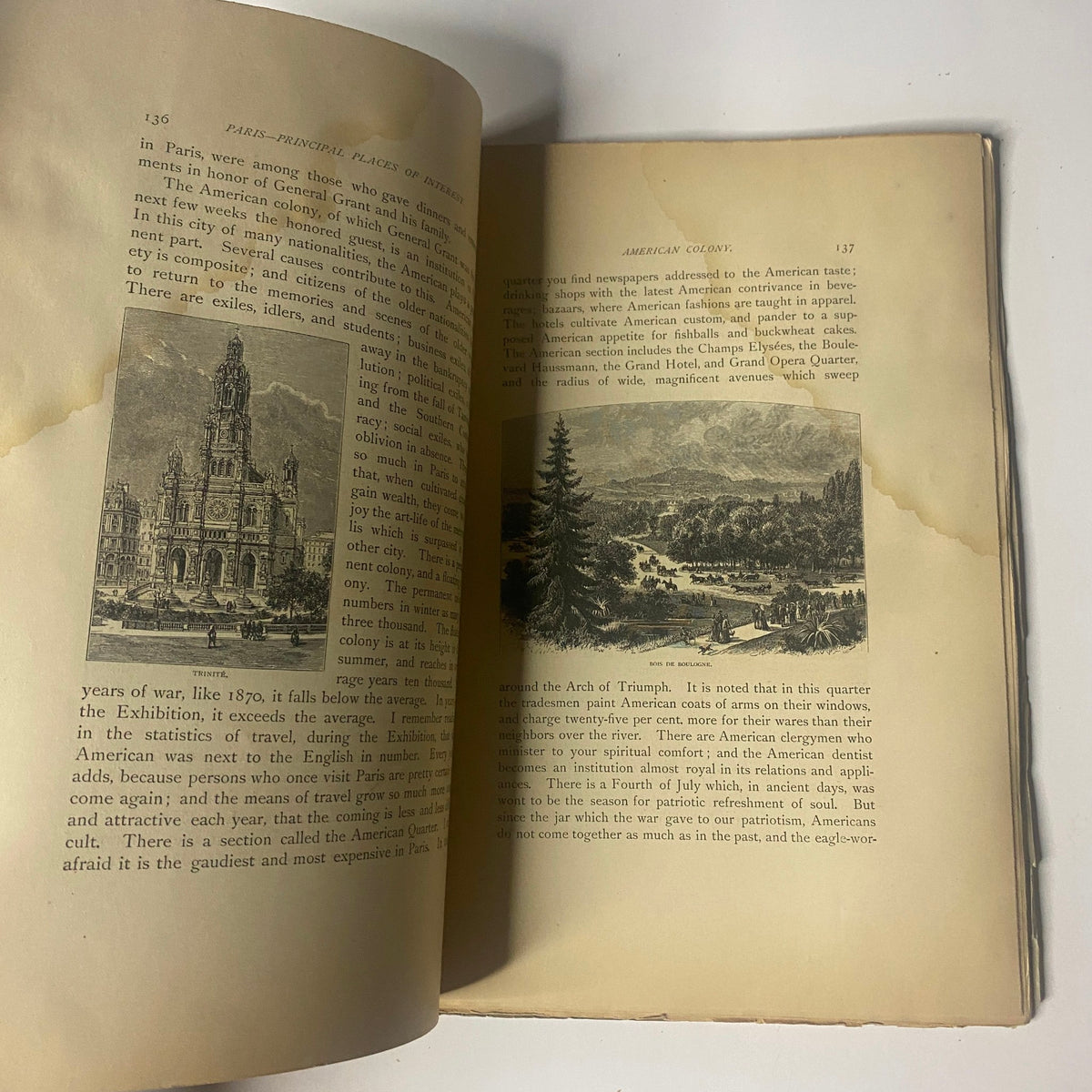 Interior page of 'Around the World with General Grant' by John Russell Young, Part Three, featuring text and illustrations, along with age-related wear.