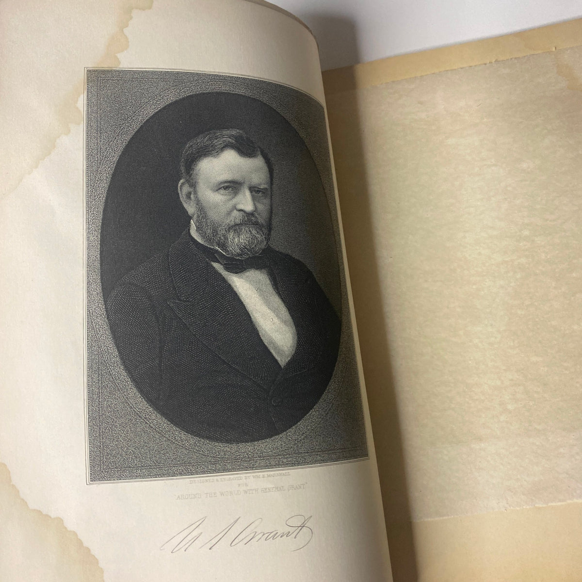 Illustration of Ulysses S. Grant from 'Around the World with General Grant' Book by John Russell Young, Part Four, showcasing vintage portrait style.