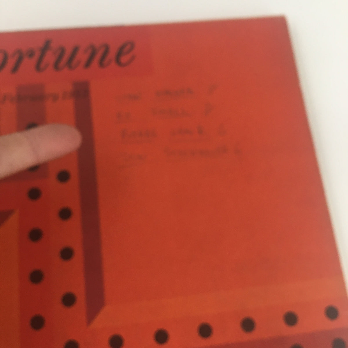 Fortune Magazine February 1953 cover details, featuring handwritten notes and vibrant colors indicative of the era.