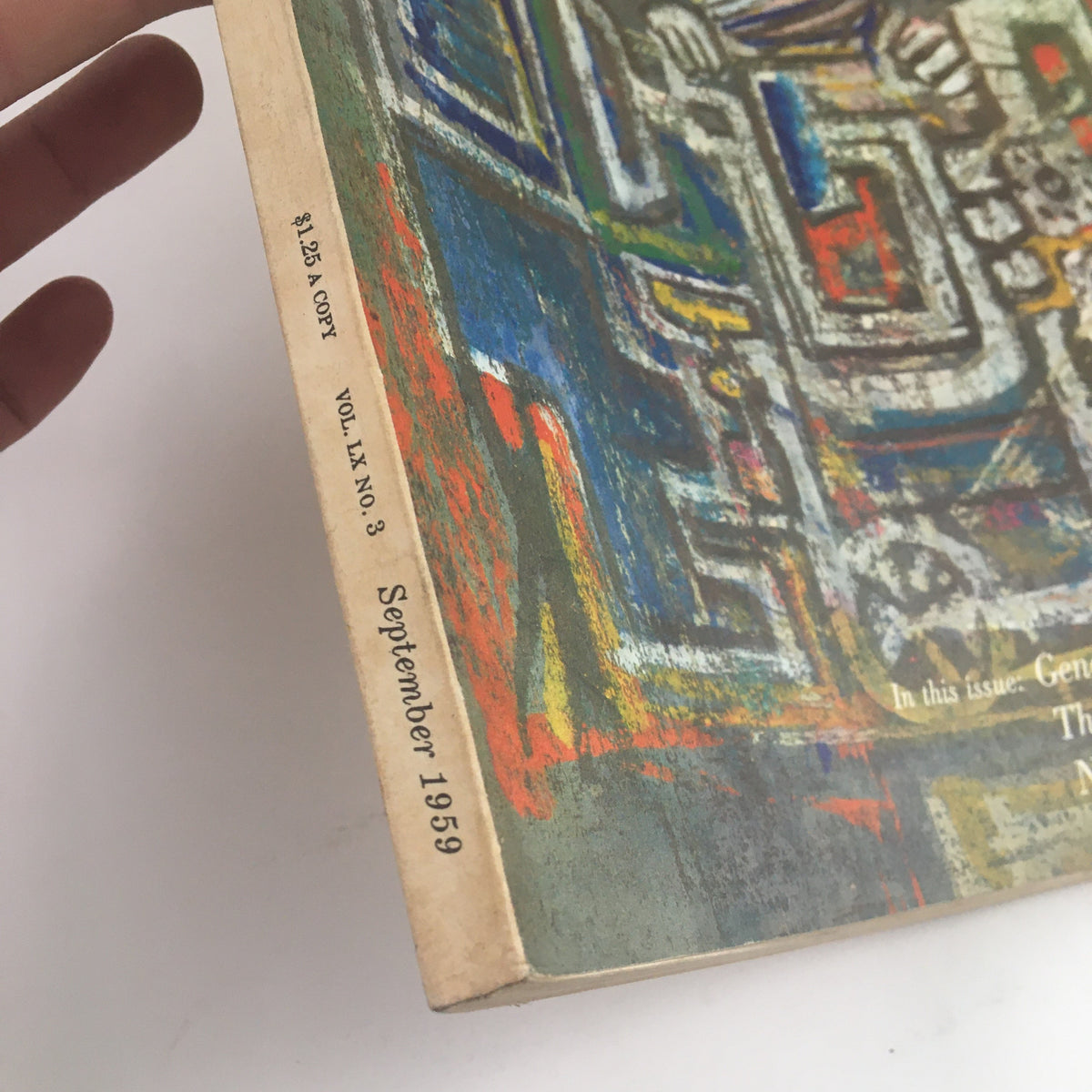Cover view of Fortune Magazine September 1959 showcasing vibrant art and issue details, highlighting new ideas in office planning.