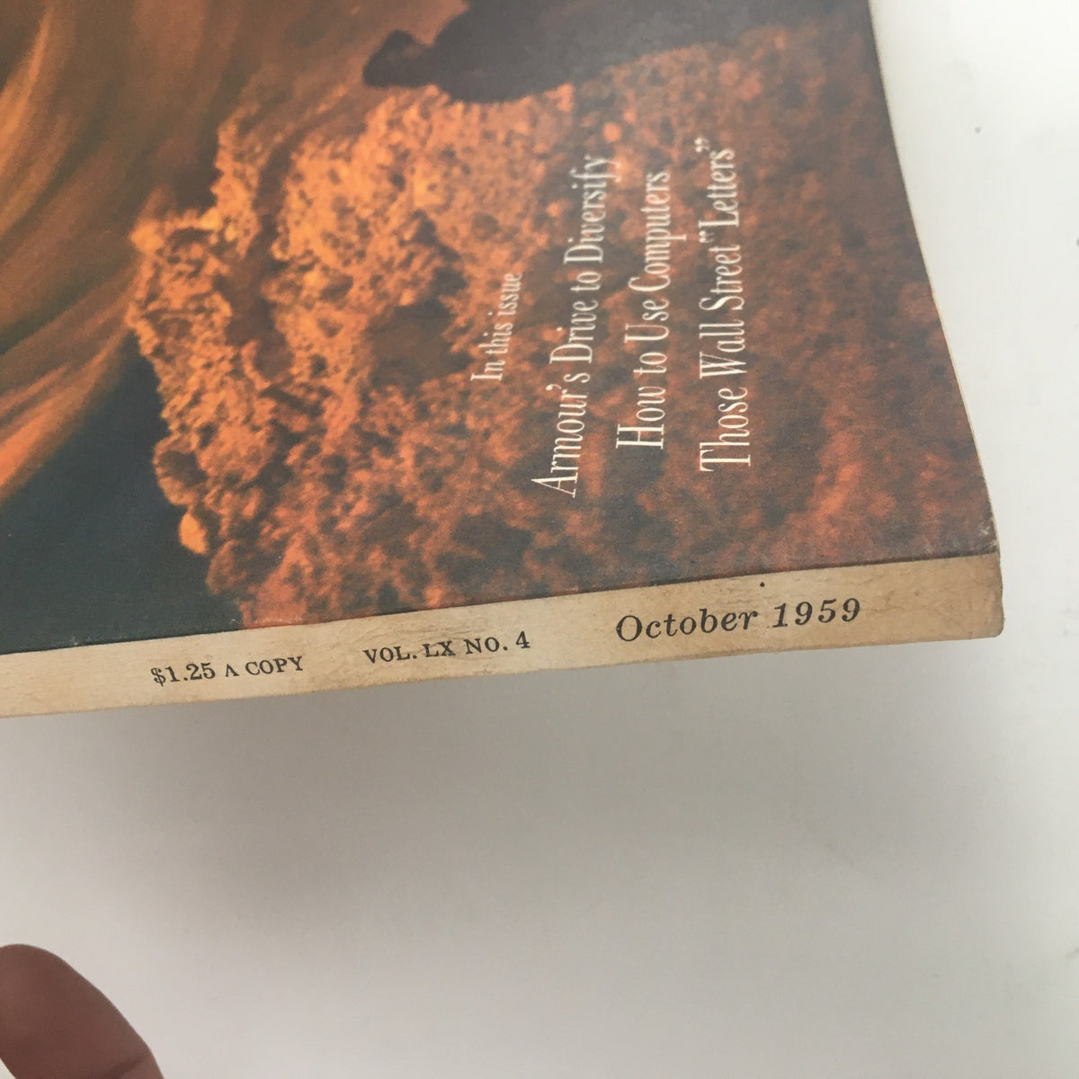 Side view of Fortune Magazine October 1959 showing the issue details, including price and volume number.