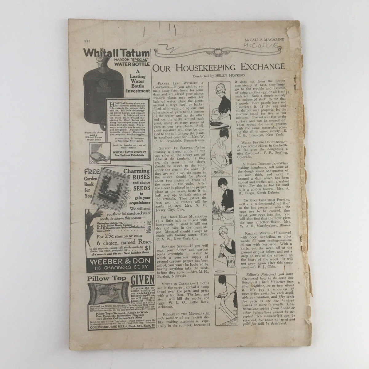 Back cover of McCall's Magazine March 1916 displaying advertisements, including a water bottle product and other household items relevant to the era.
