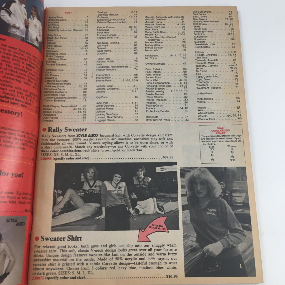 Mid America Corvette Supplies Catalog featuring Rally Sweater and Sweater Shirt products with pricing details on page 2.