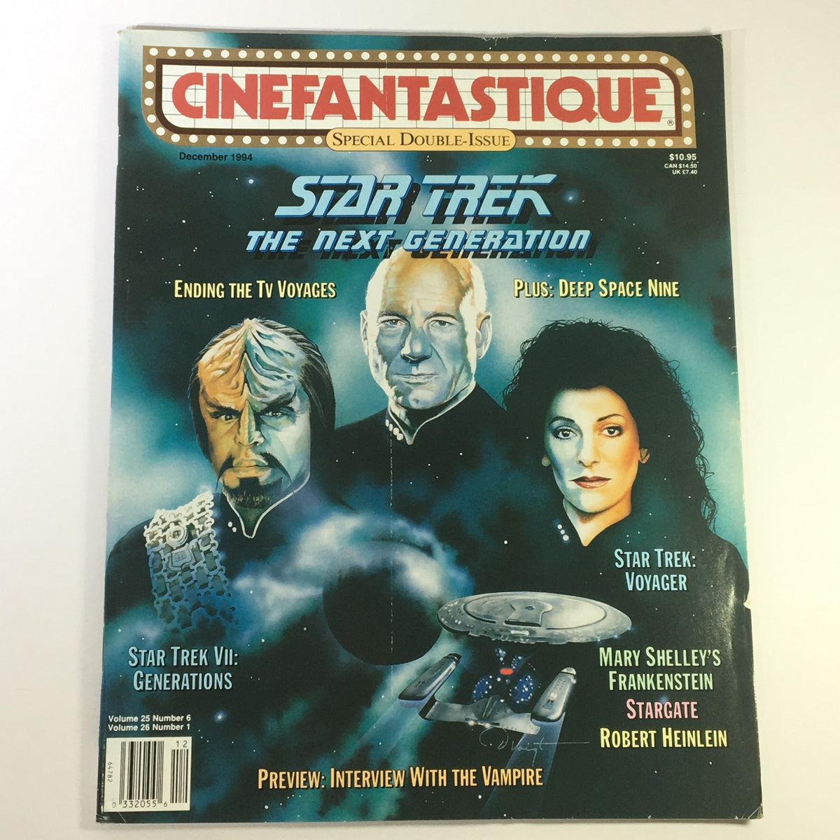 Cinefantastique December 1994 cover featuring Star Trek The Next Generation, showcasing key characters and themes, including a focus on Star Trek VII: Generations and interviews with notable contributors.