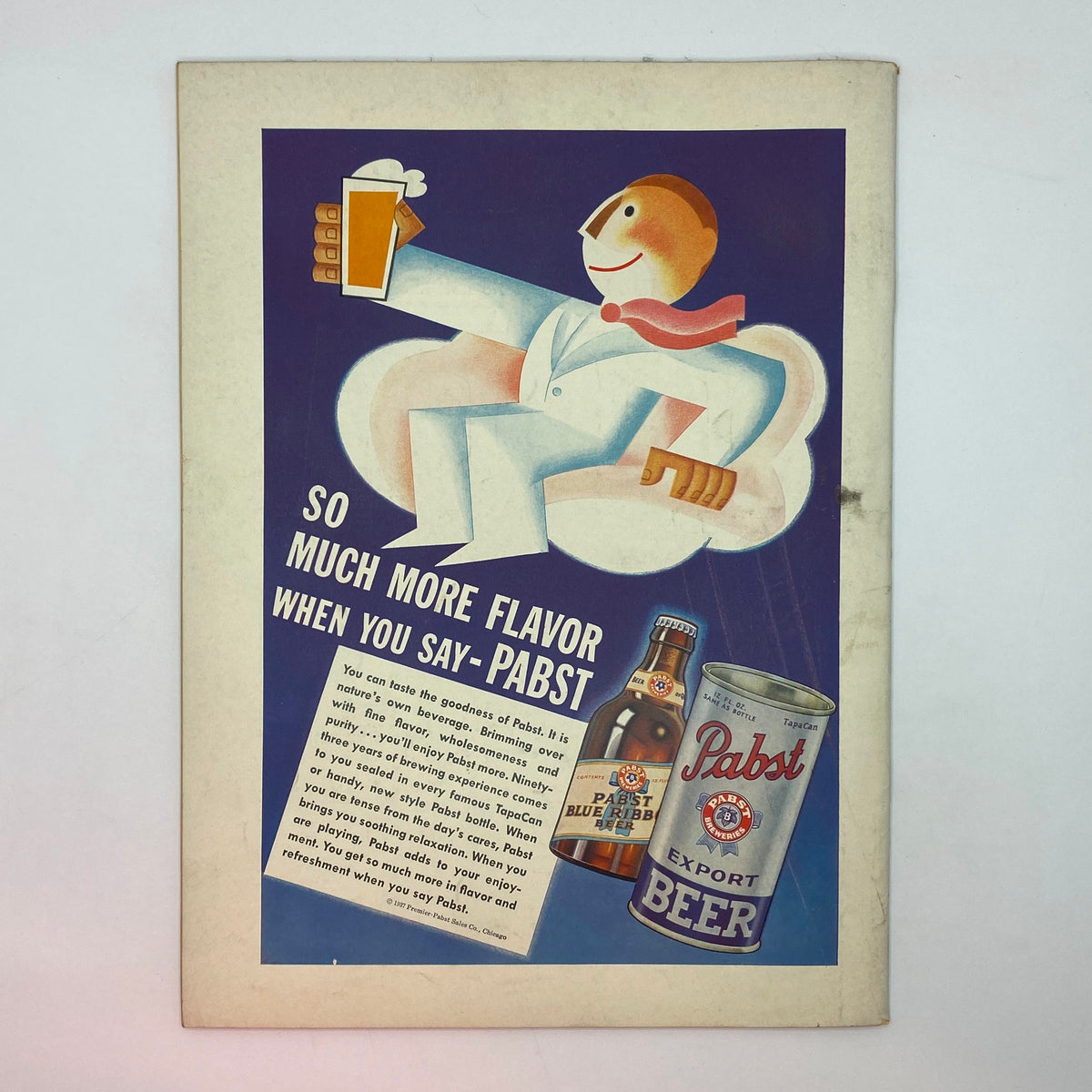Advertisement page from The New Yorker magazine, June 5, 1937, showcasing a colorful Pabst Beer promotional illustration with the slogan 'So much more flavor when you say - PABST'.