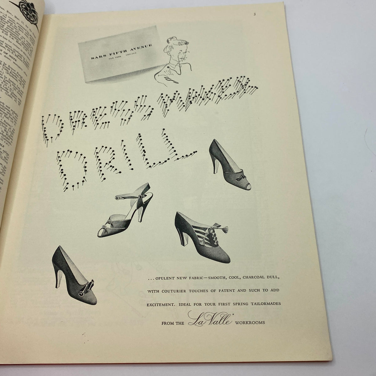 Page from The New Yorker March 5, 1938, displaying a fashion advertisement for women's shoes with the text 'Dress Maker Drill'.