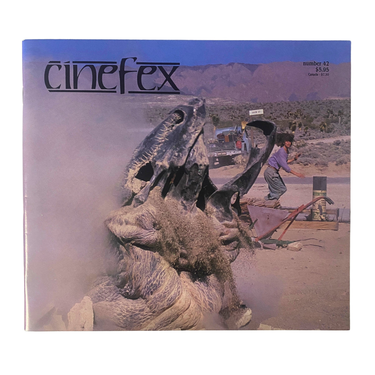 Cinefex Magazine May 1990 No. 42 featuring a monstrous graboid emerging from the ground in Tremors, highlighting visual effects craftsmanship.