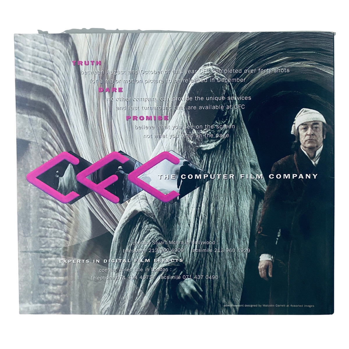 Back cover of Cinefex Magazine November 1992 No. 52, promoting The Computer Film Company, emphasizing their expertise in digital film effects.