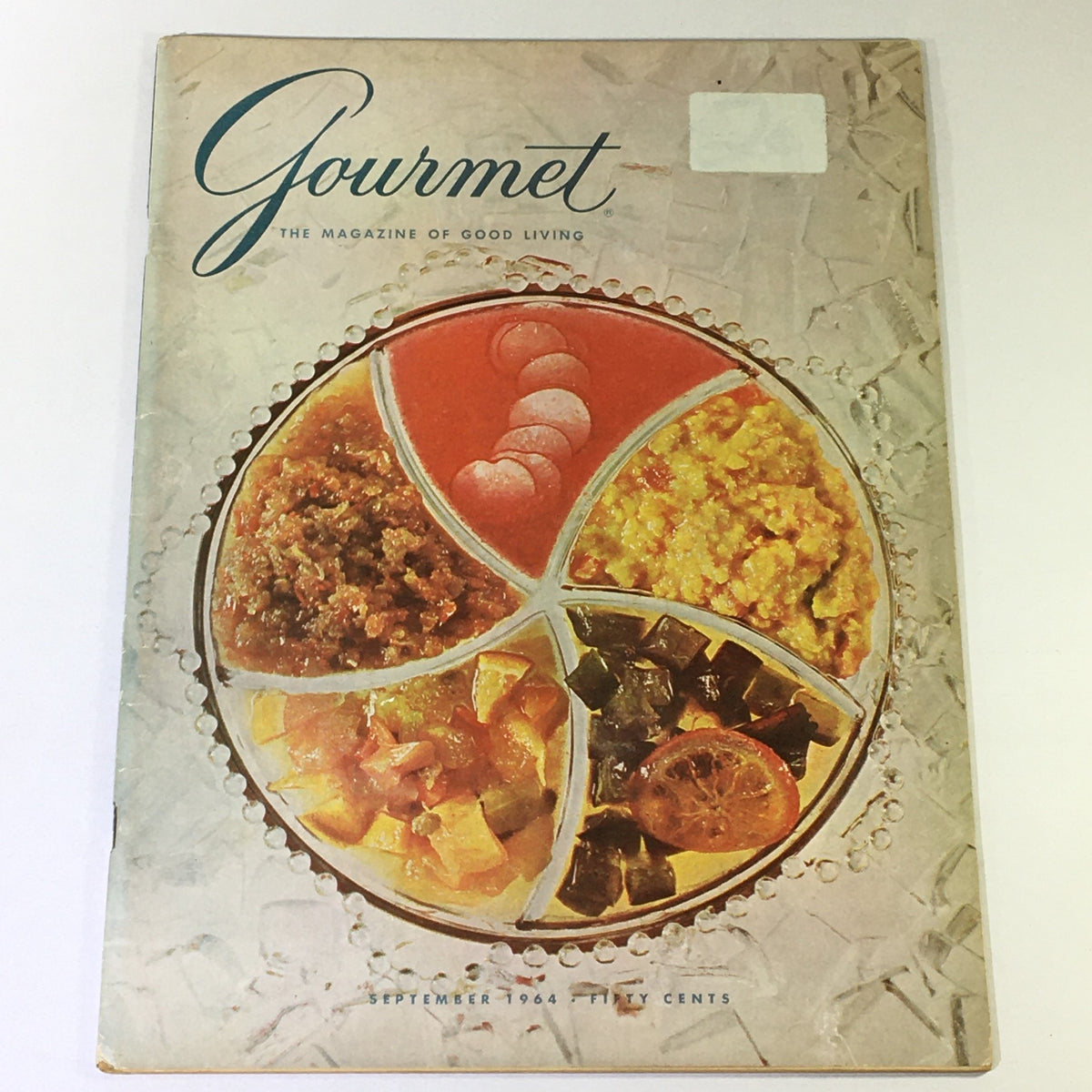 Cover of VTG Gourmet: The Magazine of Good Living, September 1964, featuring a colorful food platter presentation.