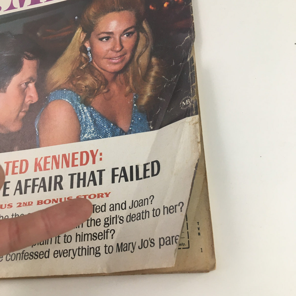 Close-up of the TV Radio Mirror Magazine cover from October 1969, highlighting the title 'Ted Kennedy: The Love Affair That Failed' and the intriguing questions that accompany the story. This collectible item reflects the essence of 1960s pop culture.