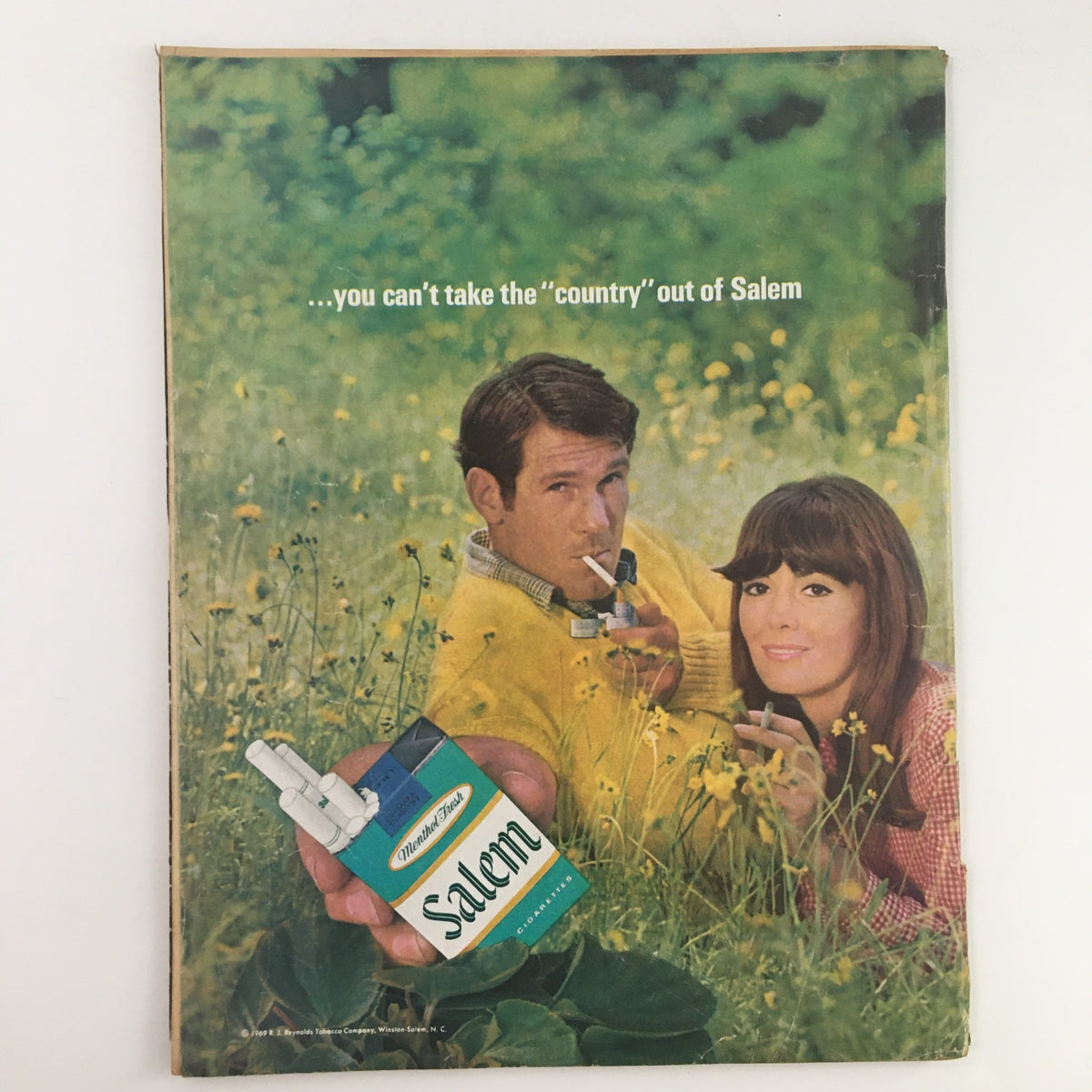 Back cover of the TV Radio Mirror Magazine from October 1969 featuring an advertisement for Salem cigarettes. This image highlights the advertising style of the era, complementing the magazine's historical context.
