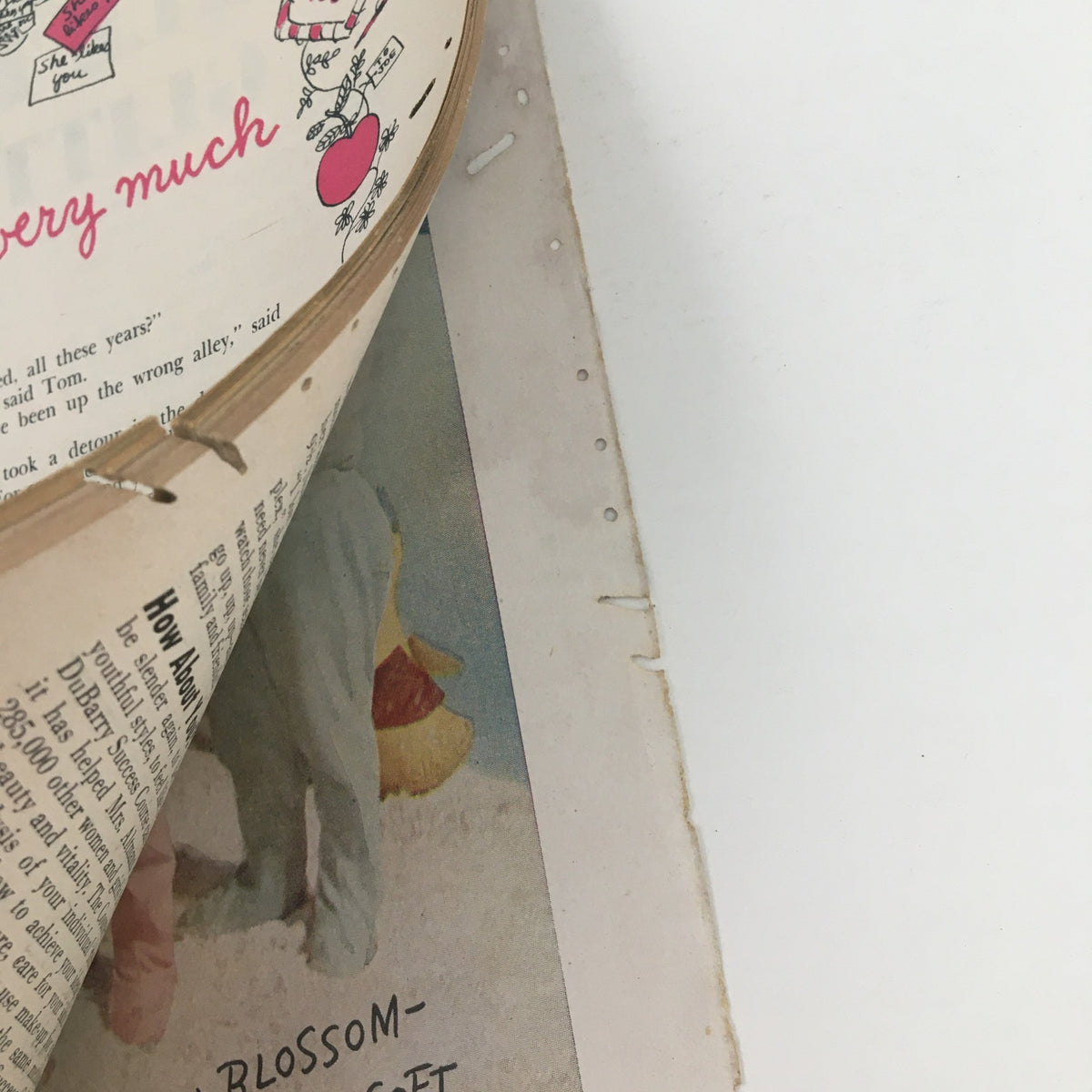 Inside page of the Woman's Day Magazine September 1946, featuring vintage illustrations and an advertisement, showcasing the Mid Century Victorian aesthetic.