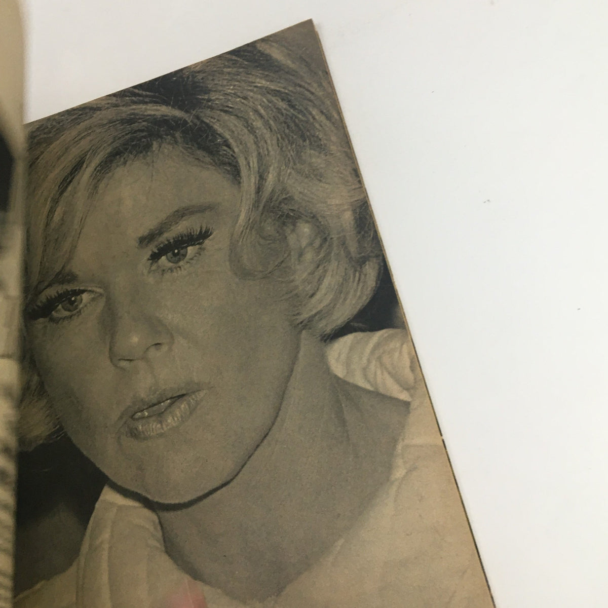 Close-up image from Movie Mirror Magazine February 1969 featuring a female celebrity's portrait, emphasizing the magazine's vintage aesthetic.