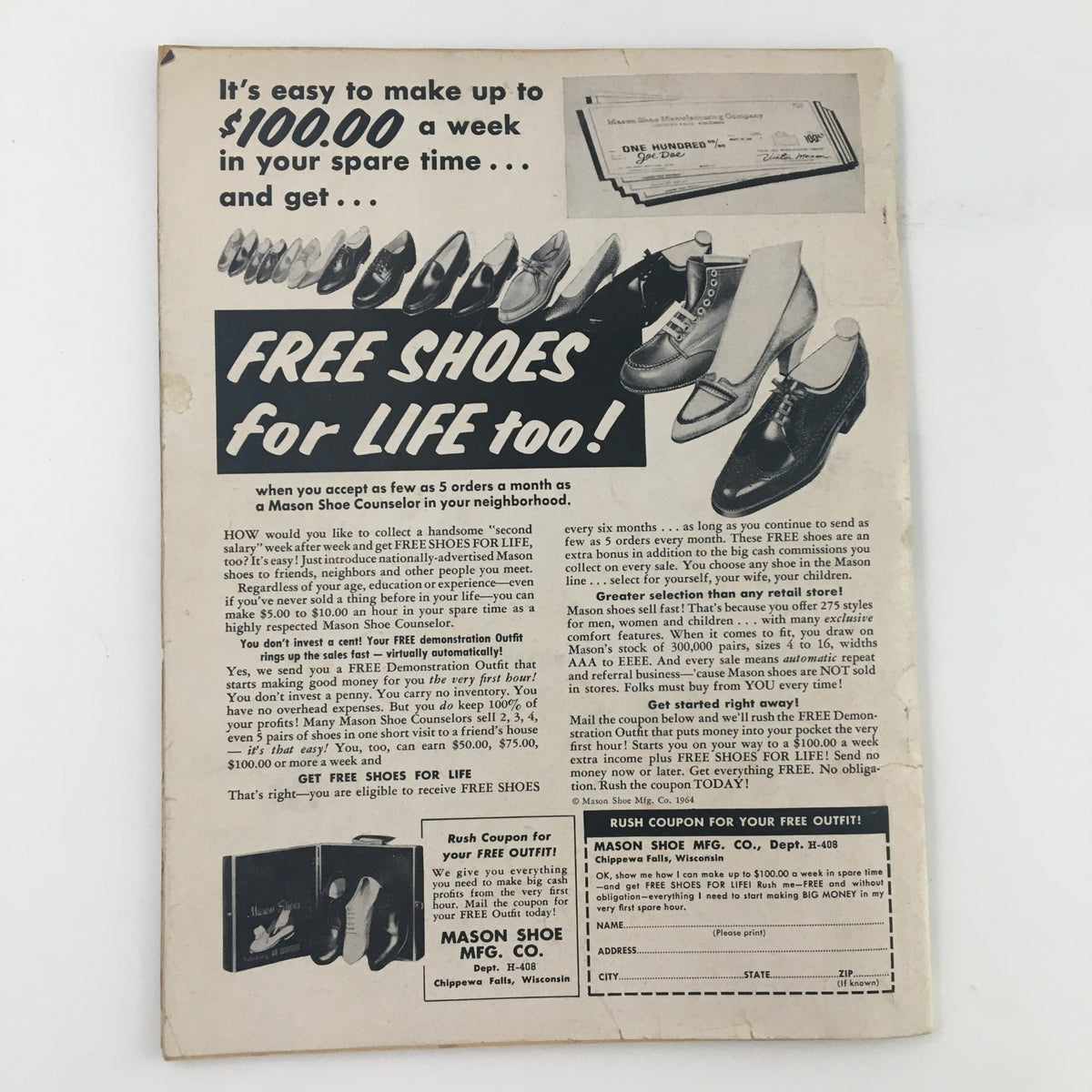 Back cover of Movie Mirror Magazine February 1969 advertising a shoe promotion, demonstrating the era's creative marketing style.