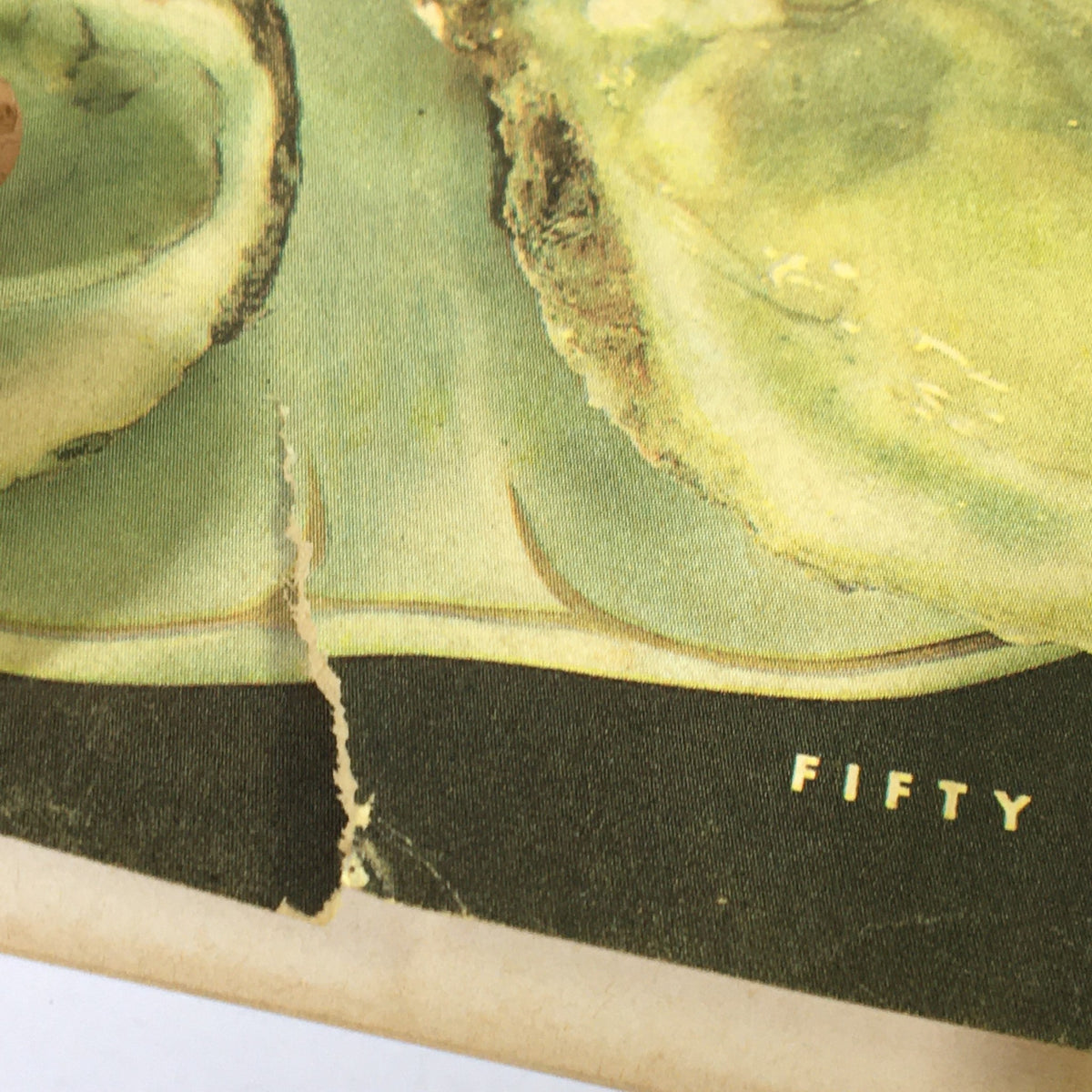 Close-up of the VTG Gourmet: The Magazine of Good Living, November 1965 cover showing a minor rip near the oysters.