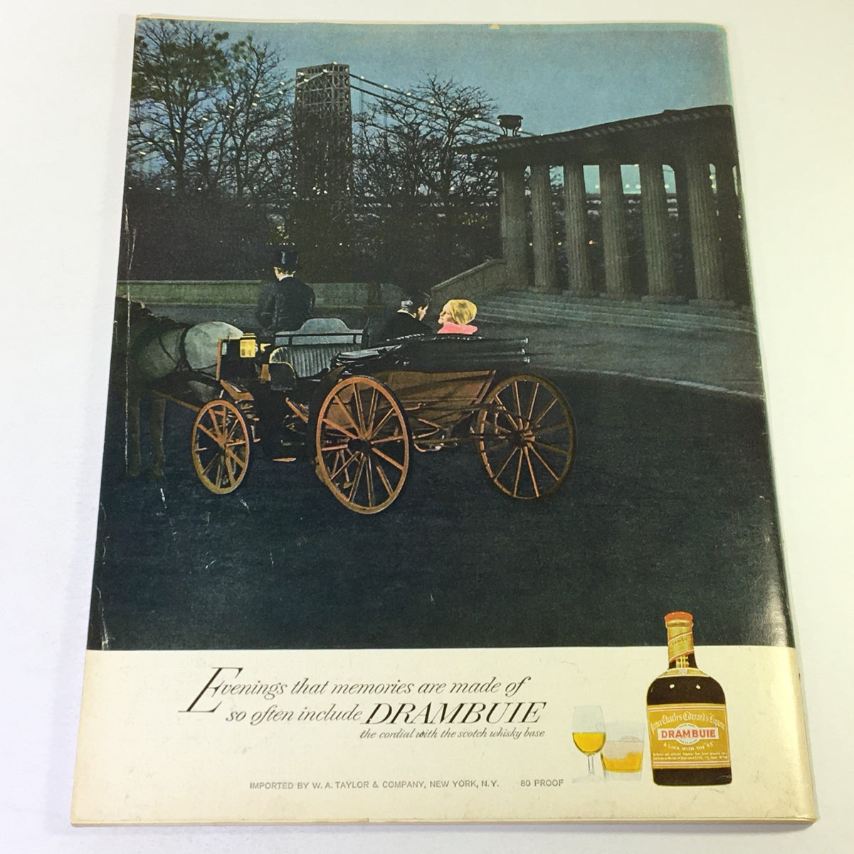 Back cover of VTG Gourmet The Magazine of Good Living, September 1967, displaying a vintage advertisement for Drambuie whiskey.