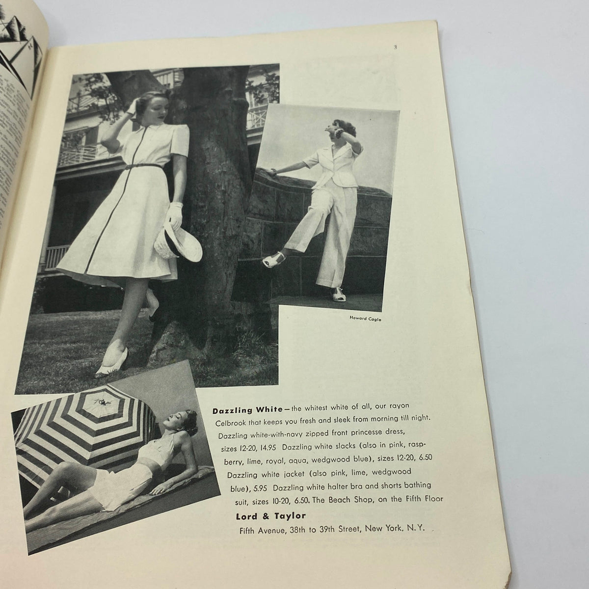 Fashion advertisement from The New Yorker June 10, 1939 showcasing stylish women's clothing with models posed outdoors.
