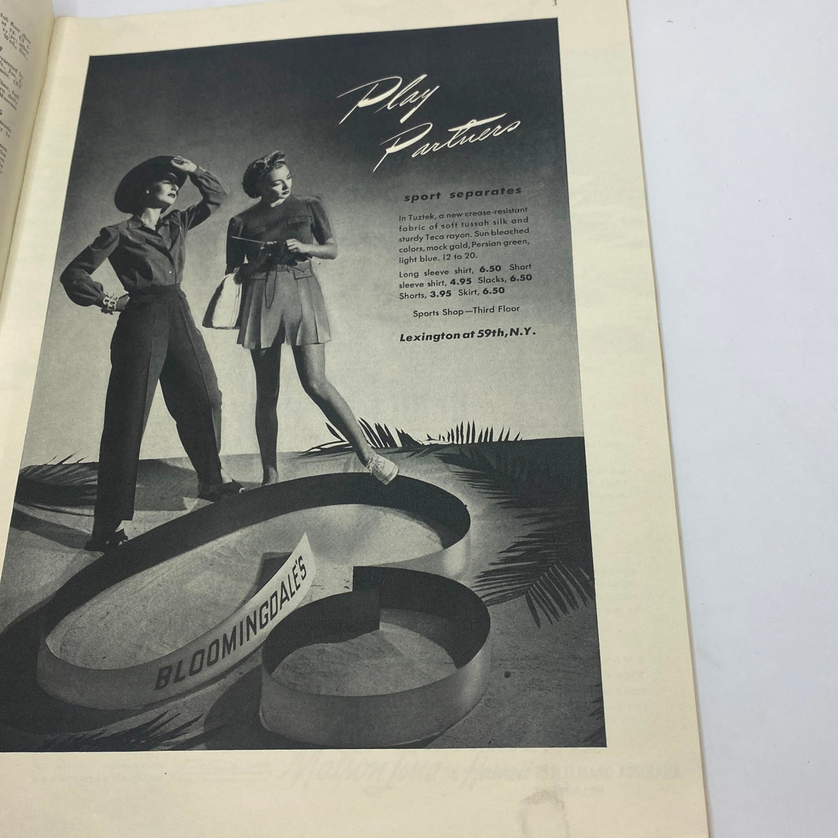 Advertisement page from The New Yorker Complete Magazine January 6, 1940, featuring a fashion promotion from Bloomingdale's.