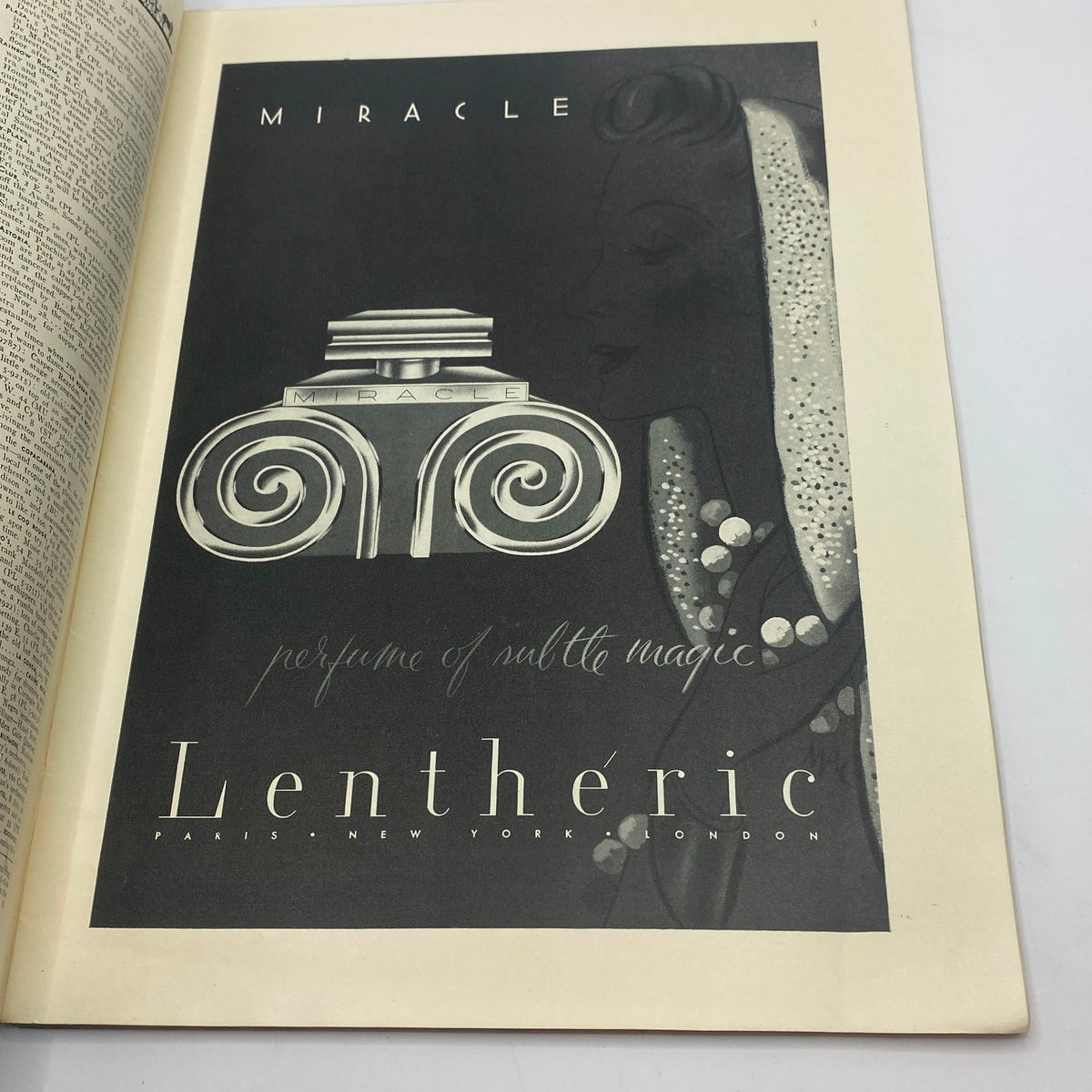Advertisement for Miracle perfume by Lentheric featured in The New Yorker November 23, 1940, showcasing vintage design and branding.
