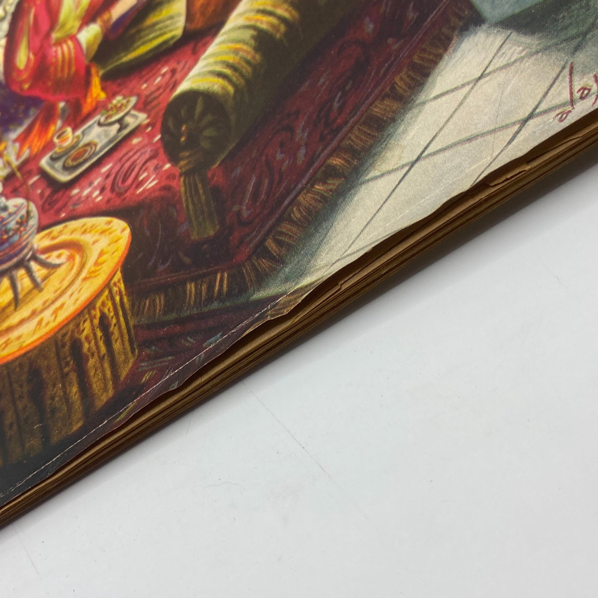 Detail of the vibrant cover art from The New Yorker Magazine October 30, 1943, featuring Constantin Alajalov's signature and intricate design elements.