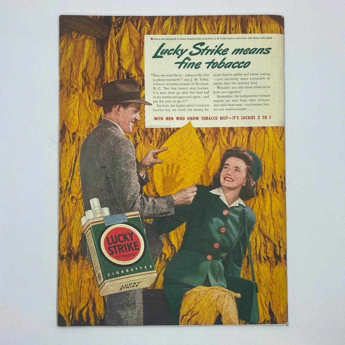 Advertisement page from The New Yorker Complete Magazine October 11, 1941 promoting Lucky Strike cigarettes with colorful graphics of tobacco leaves.