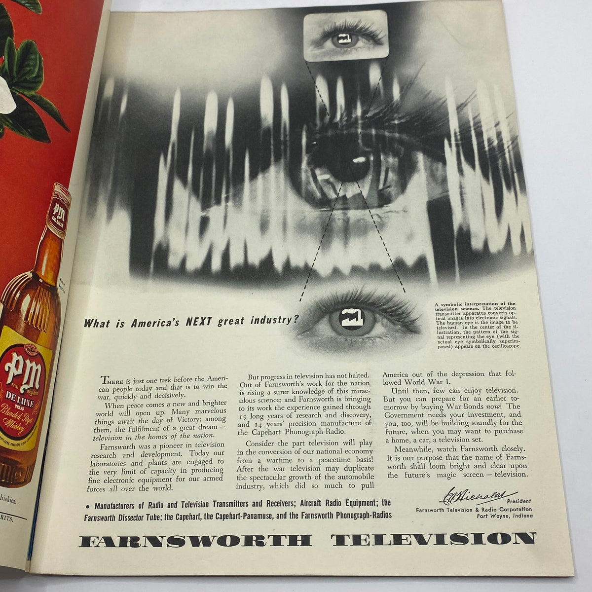 Inside advertisement page from The New Yorker Complete Magazine October 10, 1942 featuring a Farnsworth Television ad, highlighting the future of television technology.