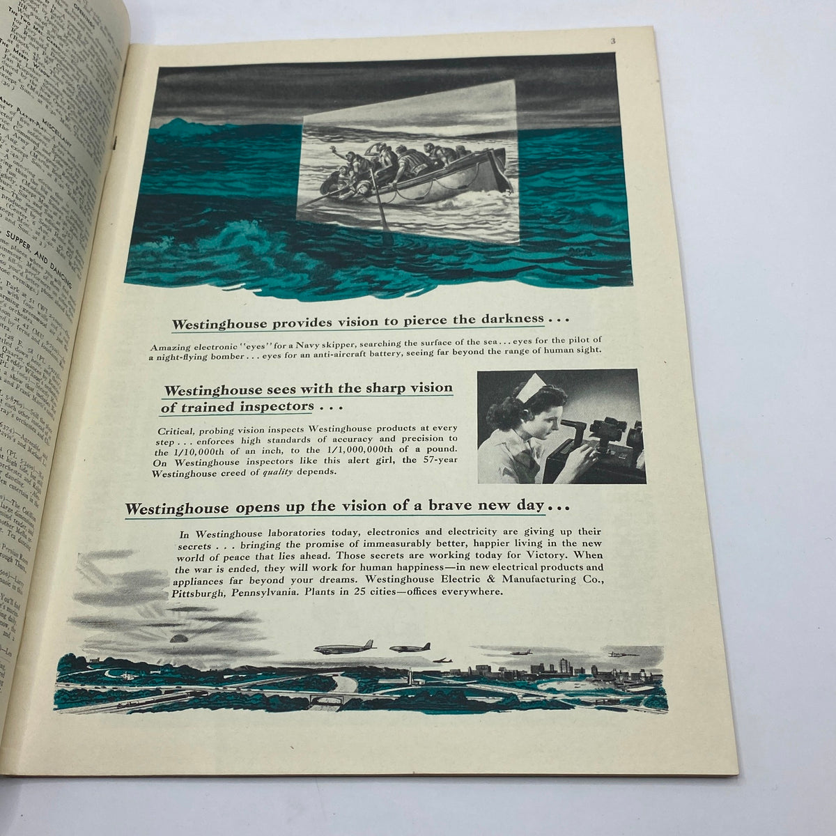 Westinghouse advertisement from The New Yorker Complete Magazine July 31, 1943, showcasing electronic advancements during World War II.