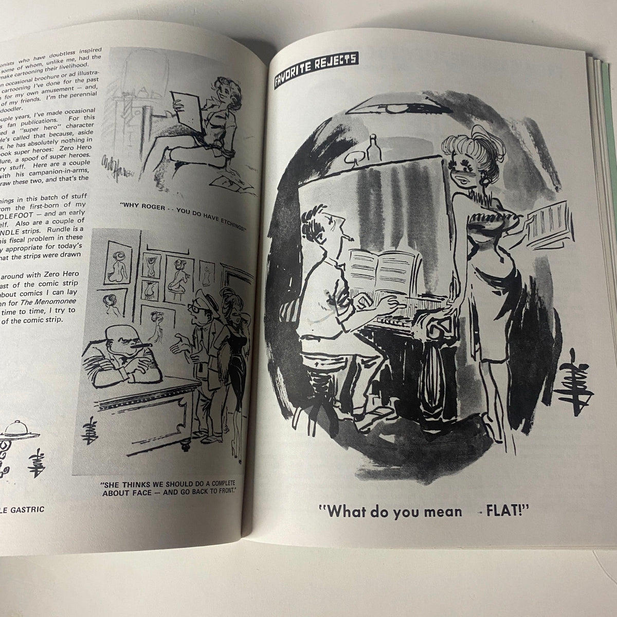Cartoonews Newsletter - Issue No. 6 - That's My Man LD Warren by Blaine featuring the cartoon captioned 'What do you mean - FLAT!' showcasing humorous illustrations of characters engaged in a playful conversation.