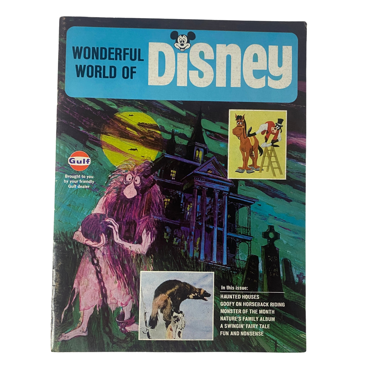 Cover of Wonderful World of Disney Magazine 1970 No. 4 featuring Haunted Houses, illustrated with vibrant colors and Disney characters.