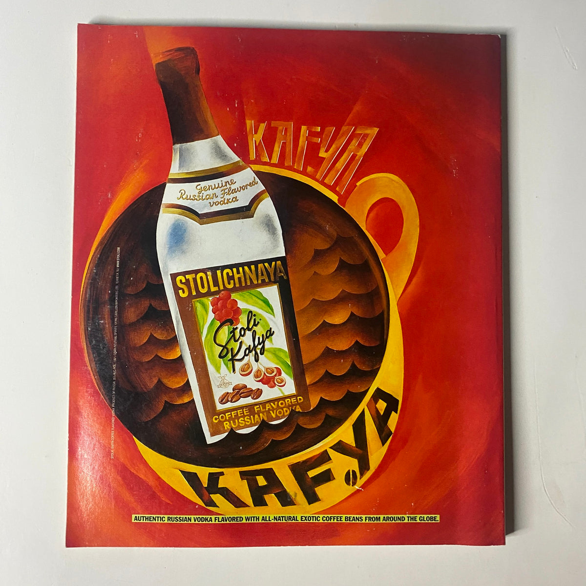 Back cover of Martha Stewart Living Magazine July 1997 featuring an eye-catching design with a vibrant background of Stolichnaya vodka, highlighting global flavors.