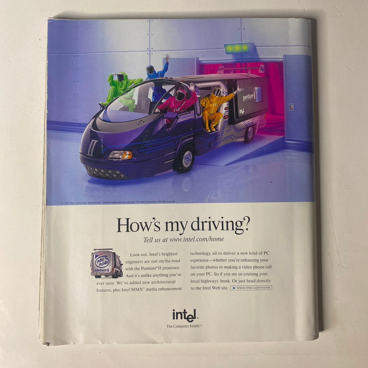 Advertisement page from Martha Stewart Living Magazine November 1997 featuring an Intel advertisement related to technology in home experiences.